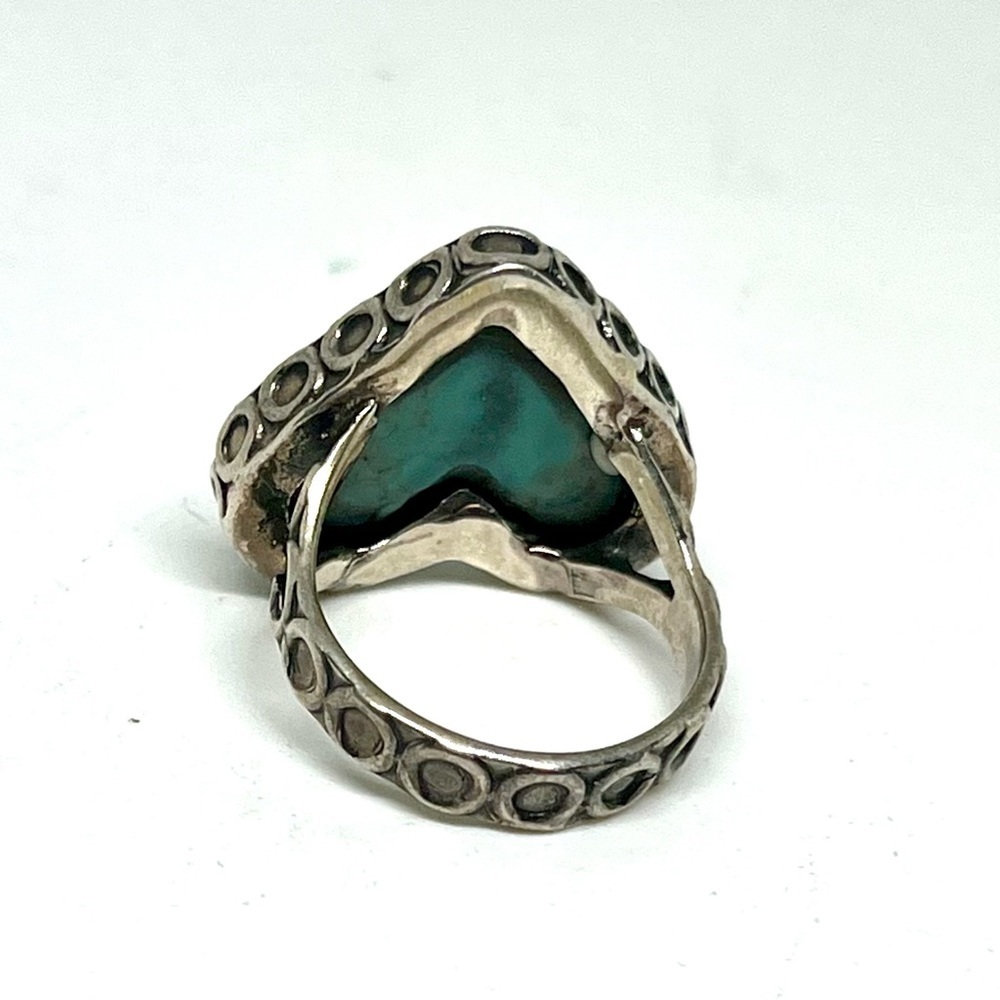 Vintage 925 Silver Turquoise Heart Ring - Picture 7 of 9